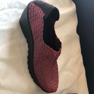Wedge basket weave slip on